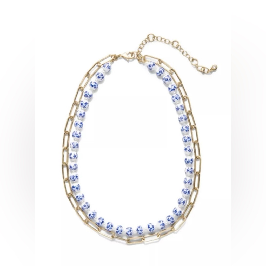 Cabi Dynasty Necklace Gold Blue White